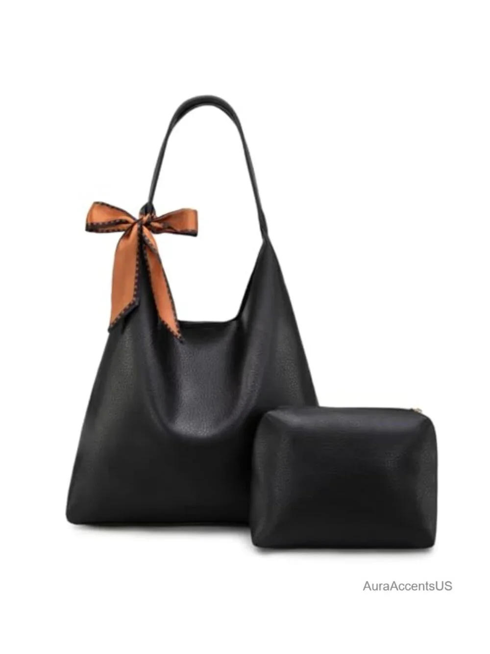 Slouchy Hobo Bag with Scarf Faux Leather Women Shoulder Purse